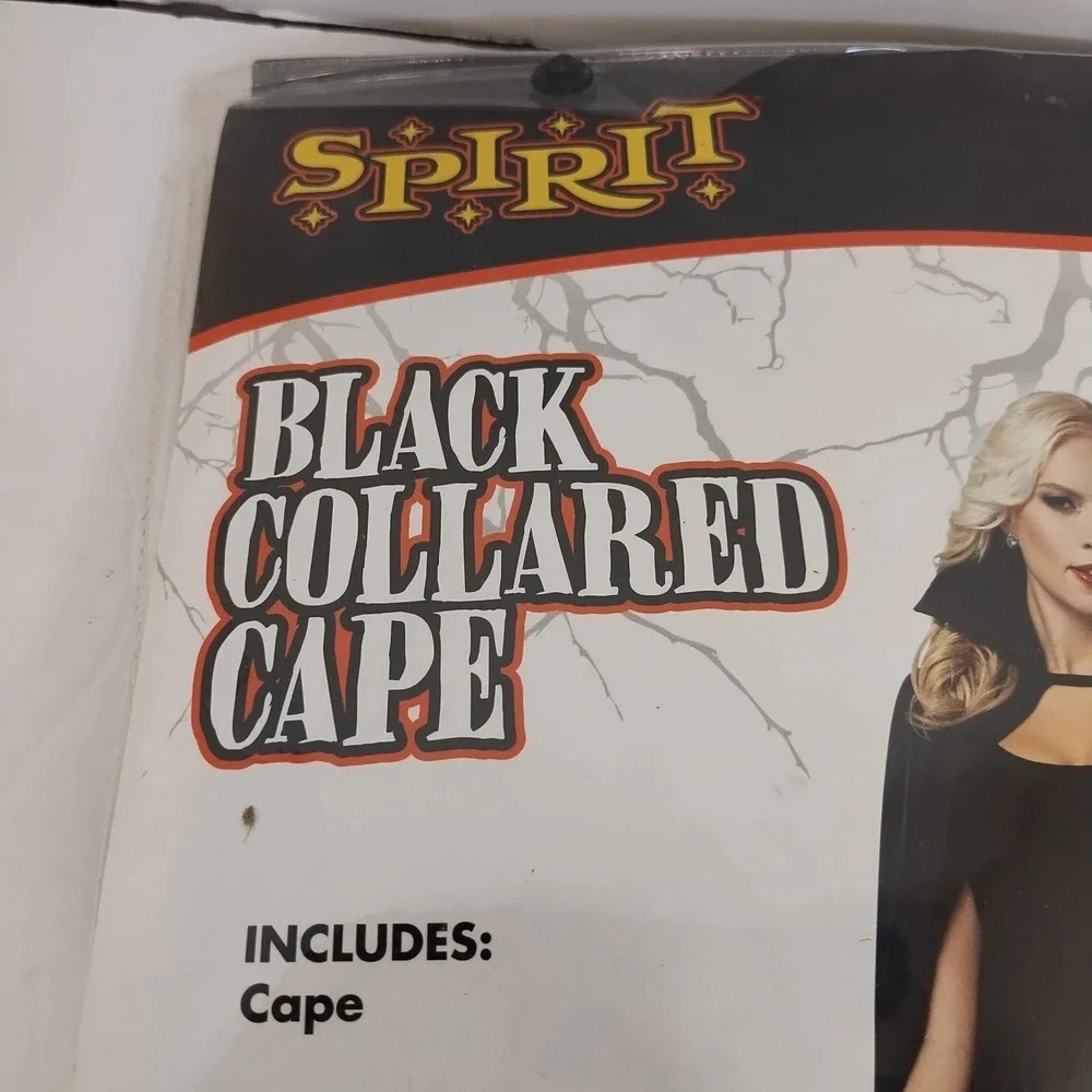 Spirit Halloween Black Collared Cape One Size Adult Size, Vampire